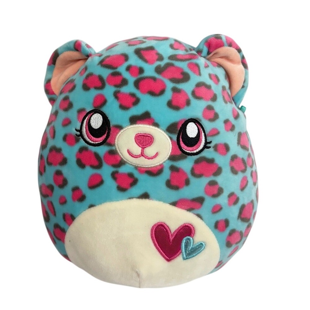 Squishmallows Teal Pink‎ Leopard Cheetah Plush Heart Embroidery K17-134VPC-8